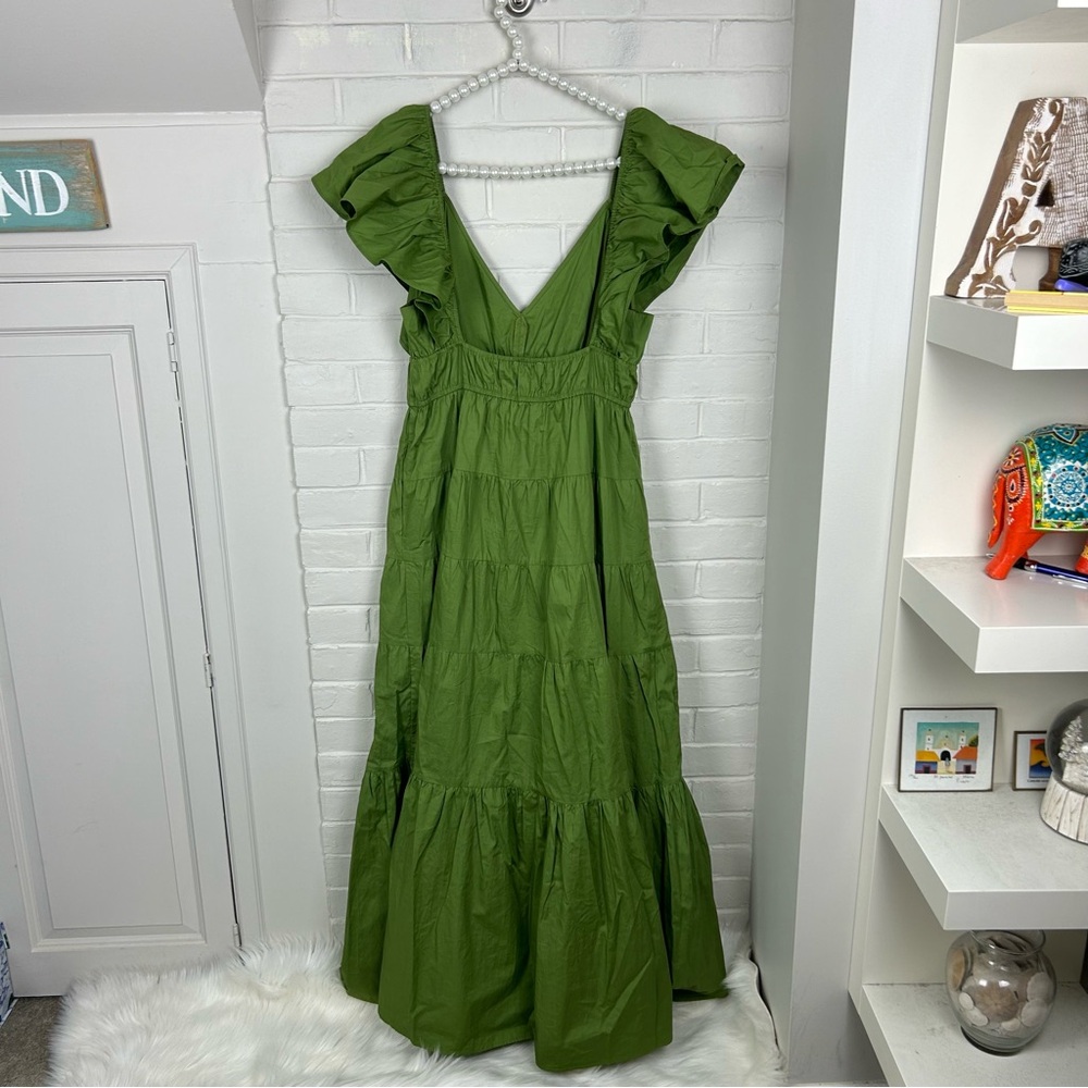 Tuckernuck Moon River Olive V Neck Maxi Dress Size L - Picture 10 of 12